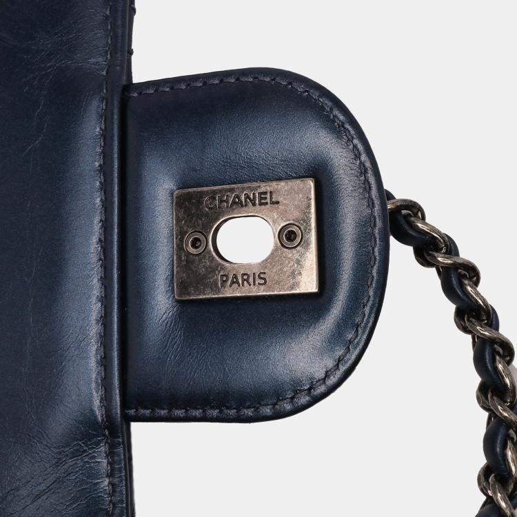 Pre Owned Chanel Coco Pleats Flap Quilted Glazed Calfskin Shoulder Bag
