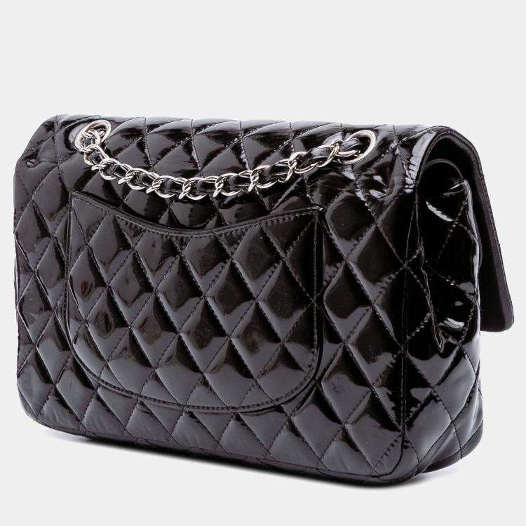 Pre Owned Chanel Classic Double Flap Medium Patent Leather Shoulder Bag
