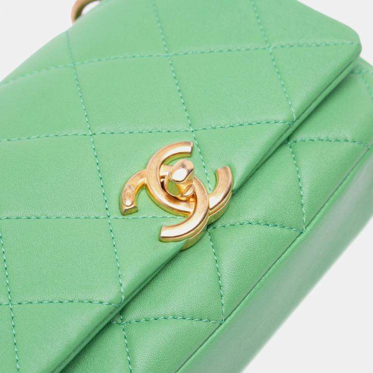 Pre Owned Chanel Chain Is More Flap Small Quilted Lambskin Shoulder Bag