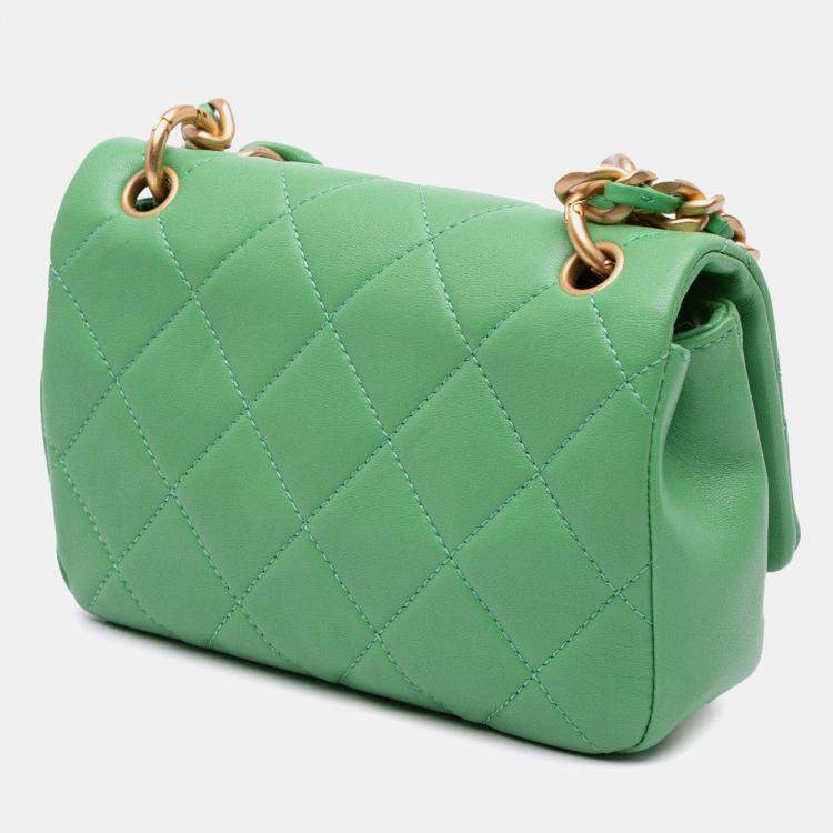 Pre Owned Chanel Chain Is More Flap Small Quilted Lambskin Shoulder Bag