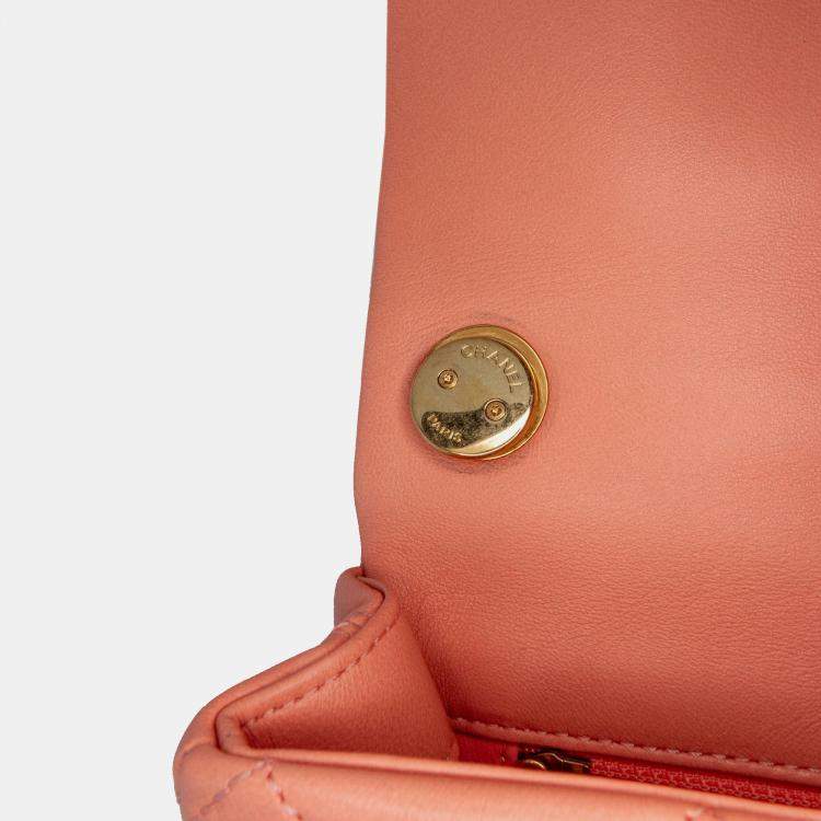 Pre Owned Chanel Color Match Flap Small Lambskin Shoulder Bag
