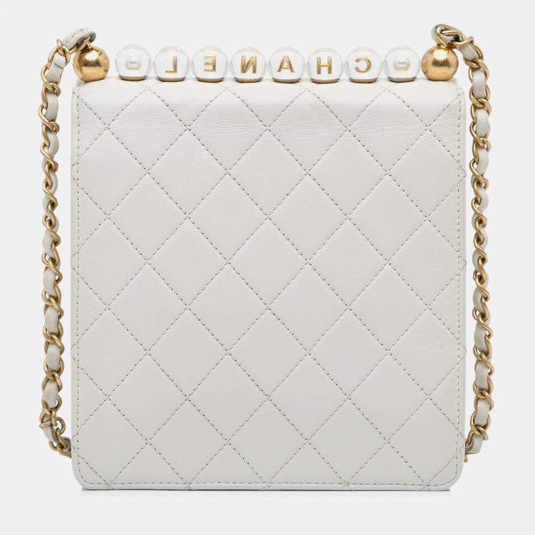 Pre Owned Chanel Chic Pearls Crossbody Mini Leather Crossbody Bag