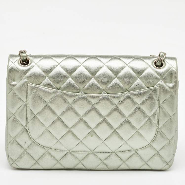 مملوكة مسبقًا Chanel Metallic Mint Green Quilted Leather Jumbo Classic Double Flap Bag