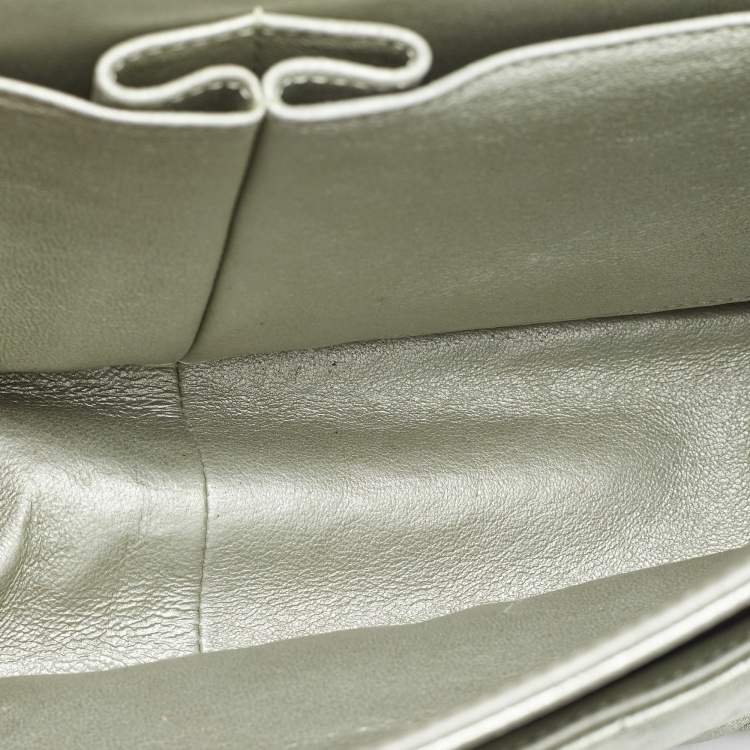 مملوكة مسبقًا Chanel Metallic Mint Green Quilted Leather Jumbo Classic Double Flap Bag
