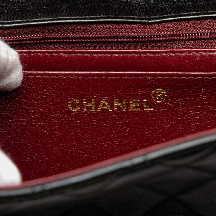 Pre Owned Chanel Black Medium Lambskin Parent Kelly Flap