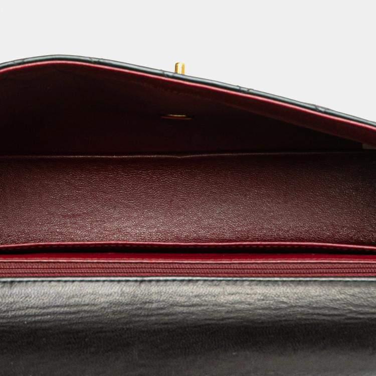 Pre Owned Chanel Black Medium Lambskin Parent Kelly Flap