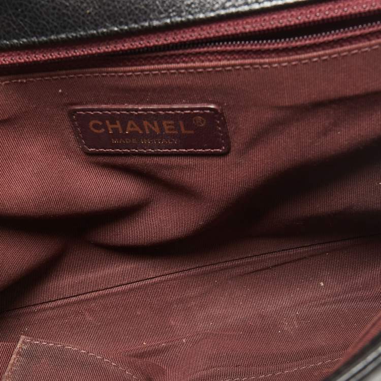 Pre Owned Chanel Black Calf Hair and Leather New Medium Boy Flap Bag
