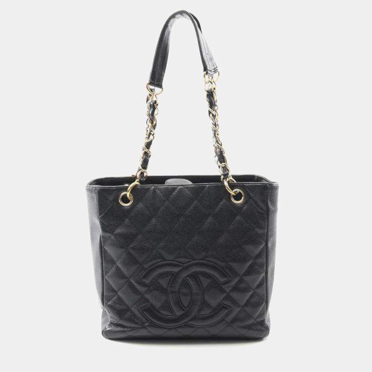Pre Owned Chanel PST Black Calfskin Leather Tote Bag