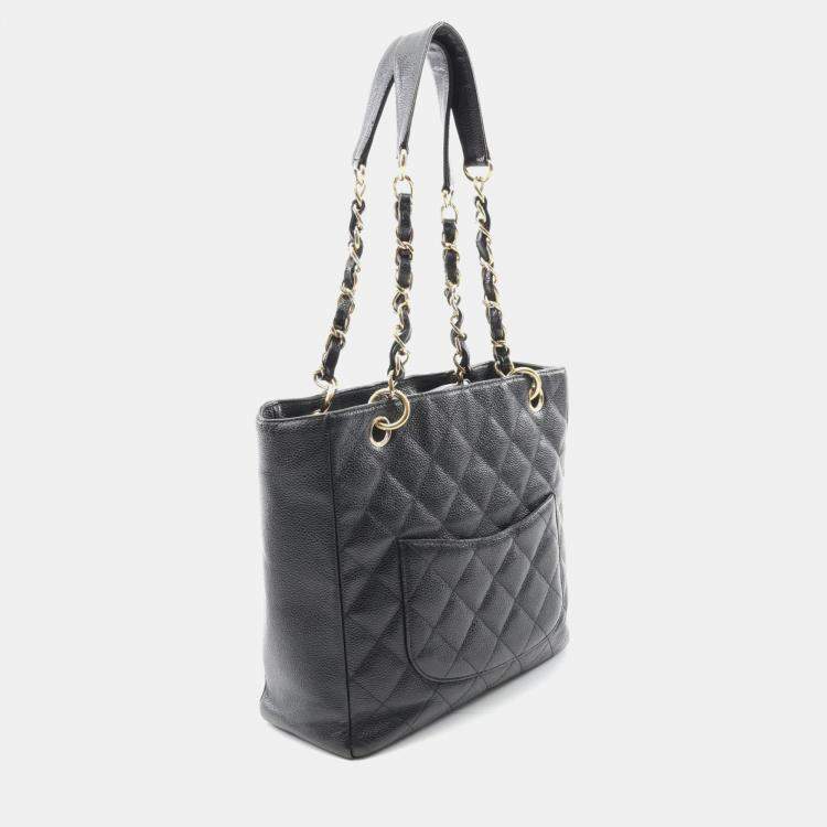 Pre Owned Chanel PST Black Calfskin Leather Tote Bag