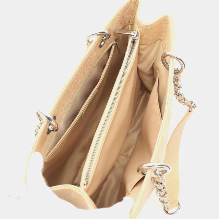 Pre Owned Chanel Grand GST Beige Grained Leather Tote Bag