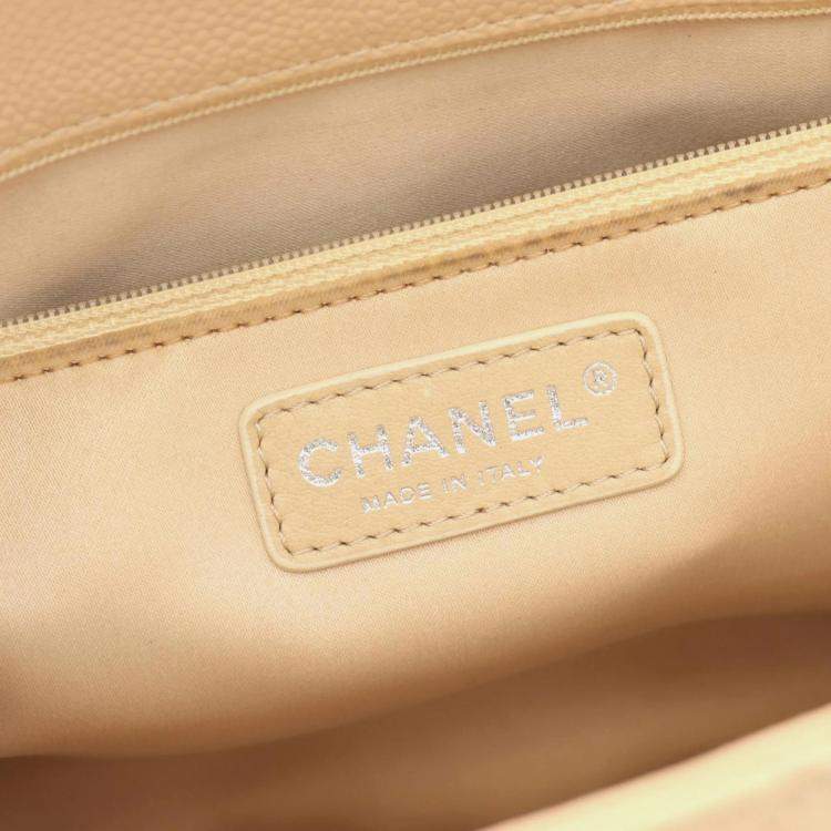 Pre Owned Chanel Grand GST Beige Grained Leather Tote Bag