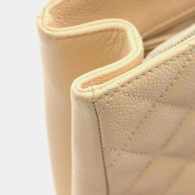 Pre Owned Chanel Grand GST Beige Grained Leather Tote Bag