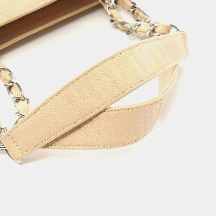 Pre Owned Chanel Grand GST Beige Grained Leather Tote Bag