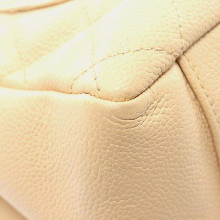 Pre Owned Chanel Grand GST Beige Grained Leather Tote Bag