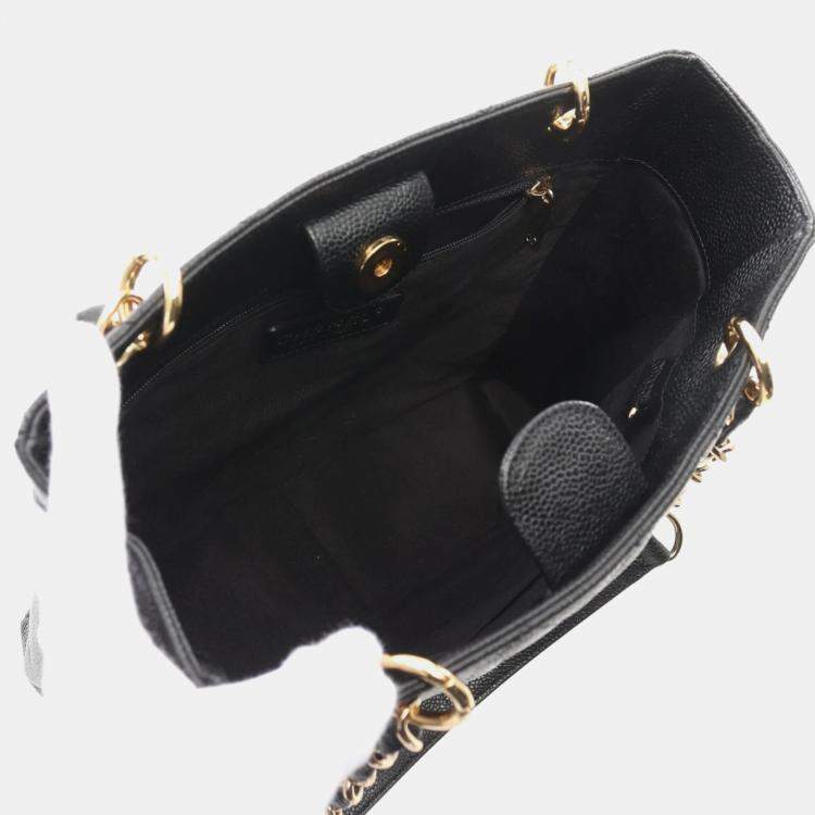 Pre Owned Chanel PST Black Leather Tote Bag
