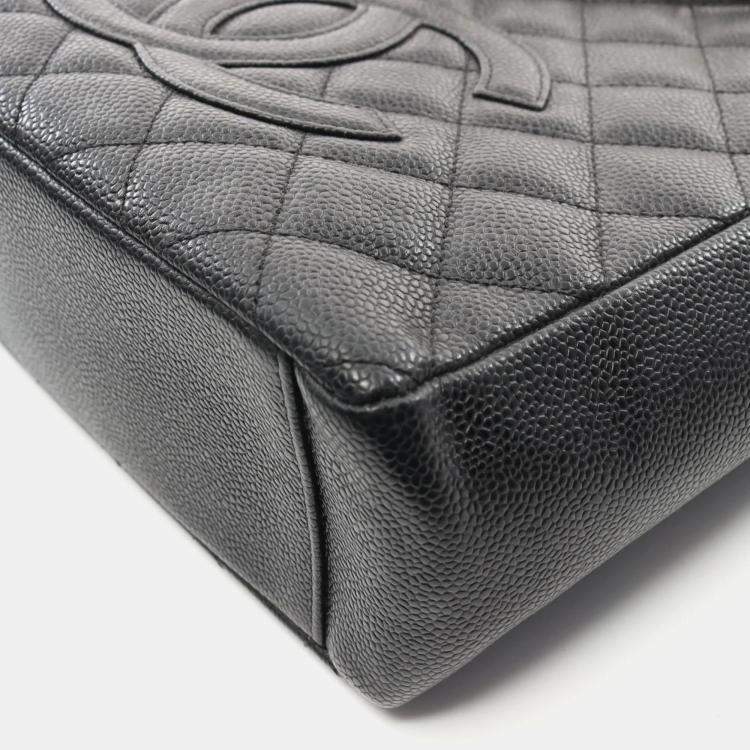 Pre Owned Chanel PST Black Leather Tote Bag
