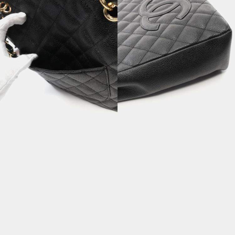 Pre Owned Chanel PST Black Leather Tote Bag