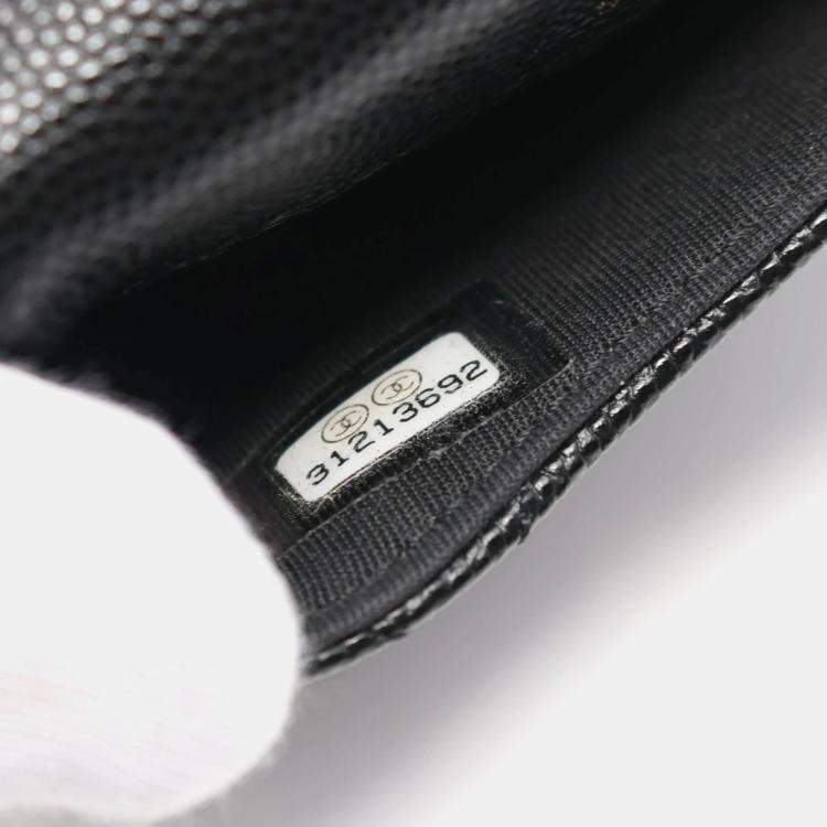 Pre Owned Chanel Matelasse Coin Purse Black Leather Wallet