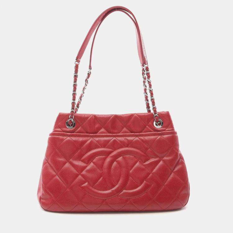 Pre Owned Chanel Matelasse Red Calfskin Tote Bag