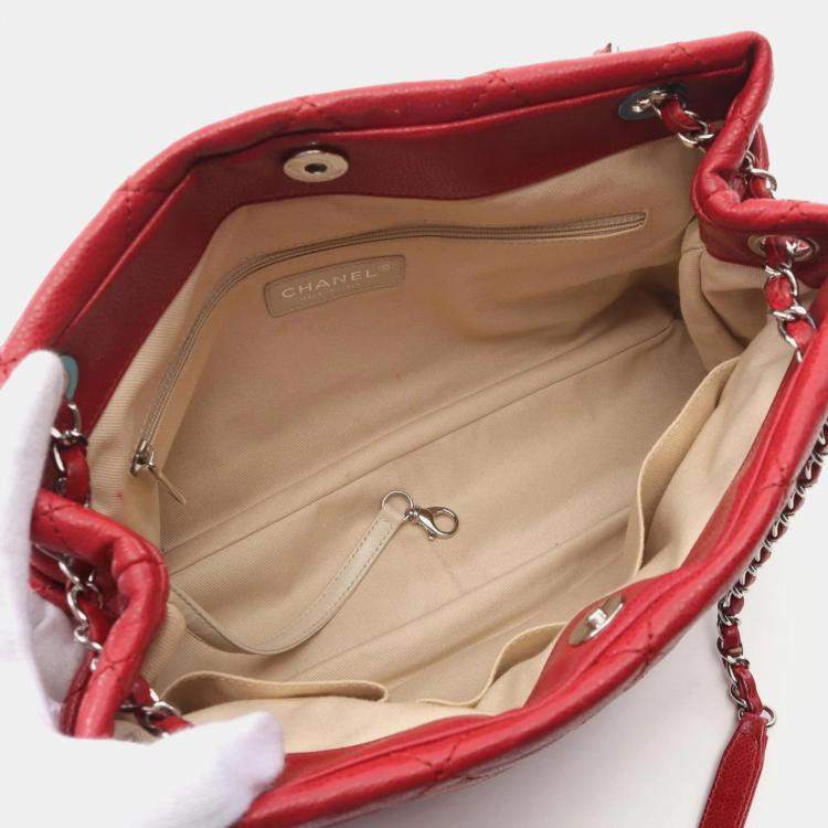 Pre Owned Chanel Matelasse Red Calfskin Tote Bag