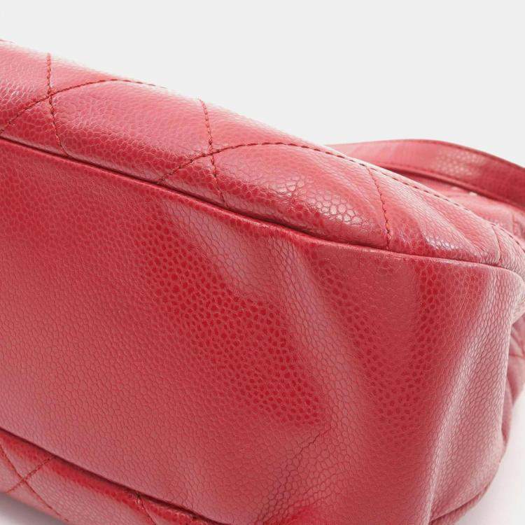 Pre Owned Chanel Matelasse Red Calfskin Tote Bag