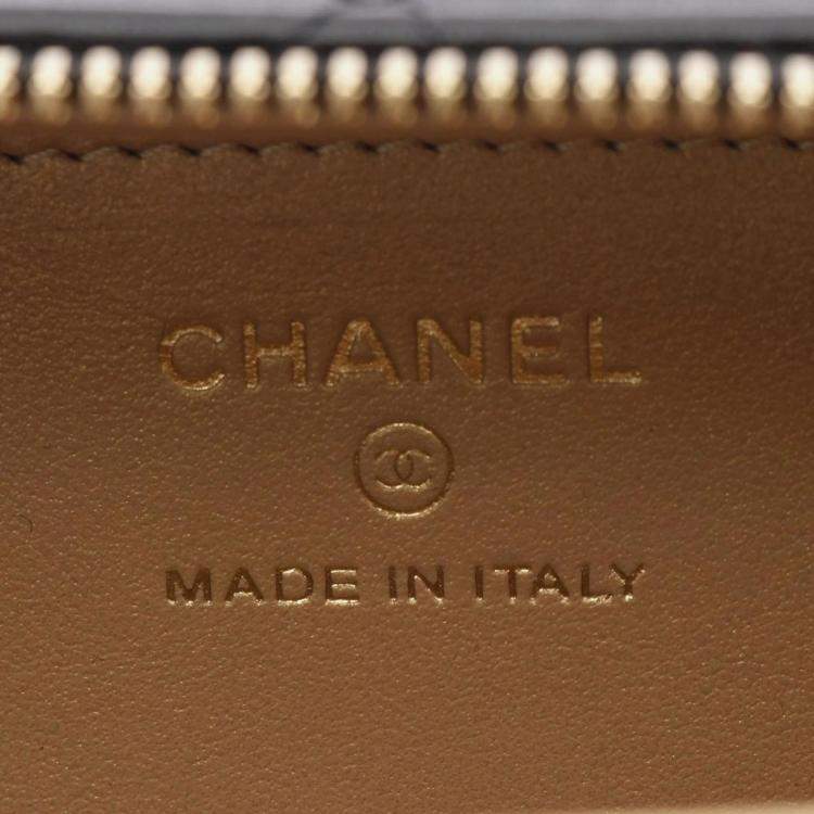Pre Owned Chanel Plate Vanity Mini Black/Gold Lambskin Shoulder Bag