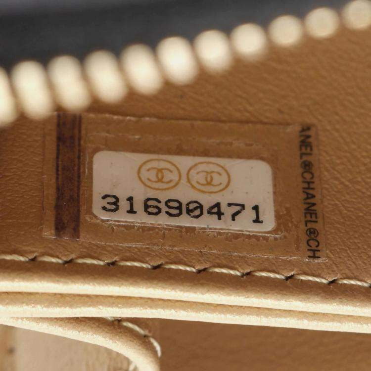 Pre Owned Chanel Plate Vanity Mini Black/Gold Lambskin Shoulder Bag