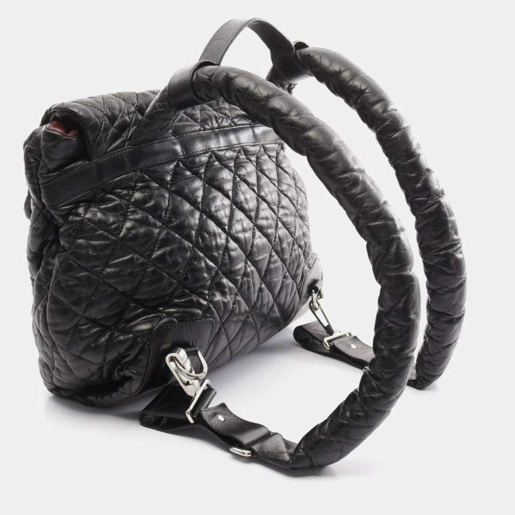 Pre Owned Chanel Coco Cocoon Black Leather Backpack