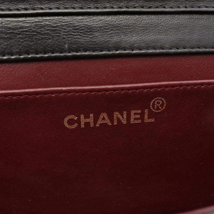 Pre Owned Chanel Full Flap Mini Black Lambskin Shoulder Bag