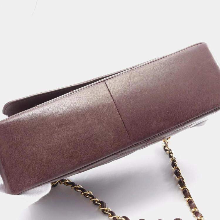 Pre Owned Chanel Chevron V-Stitch Bordeaux Lambskin Handbag