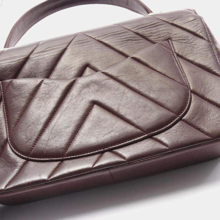 Pre Owned Chanel Chevron V-Stitch Bordeaux Lambskin Handbag
