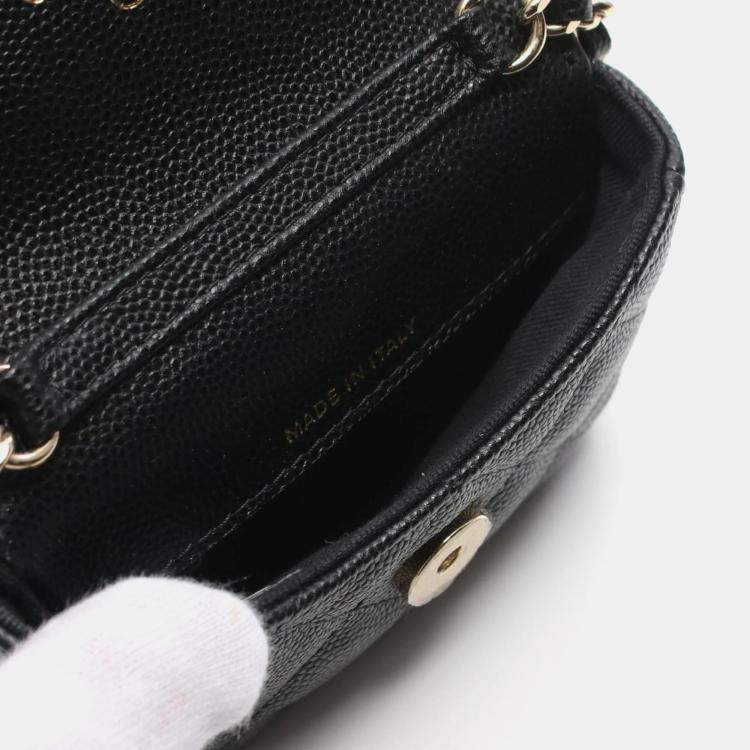 Pre Owned Chanel Mini Black Caviar Leather Shoulder Bag