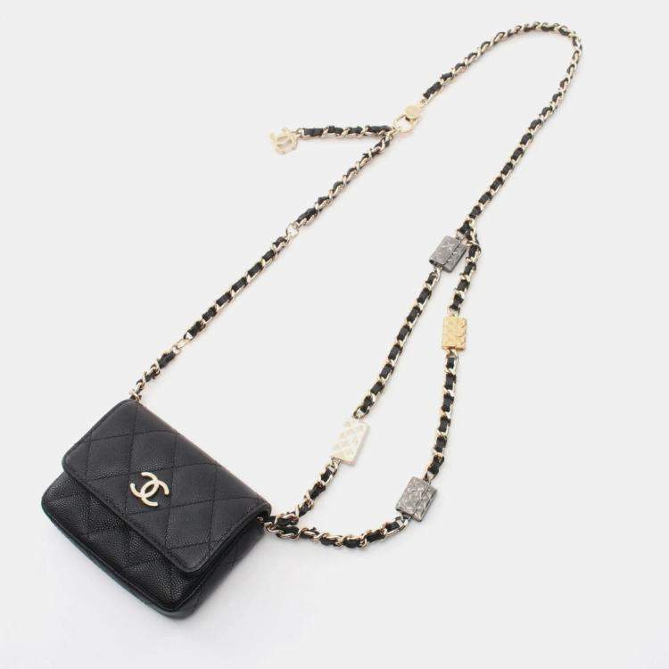 Pre Owned Chanel Mini Black Caviar Leather Shoulder Bag