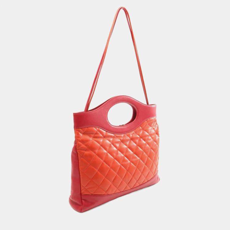 Pre Owned Chanel 31 Red/Orange Leather Shoulder Bag