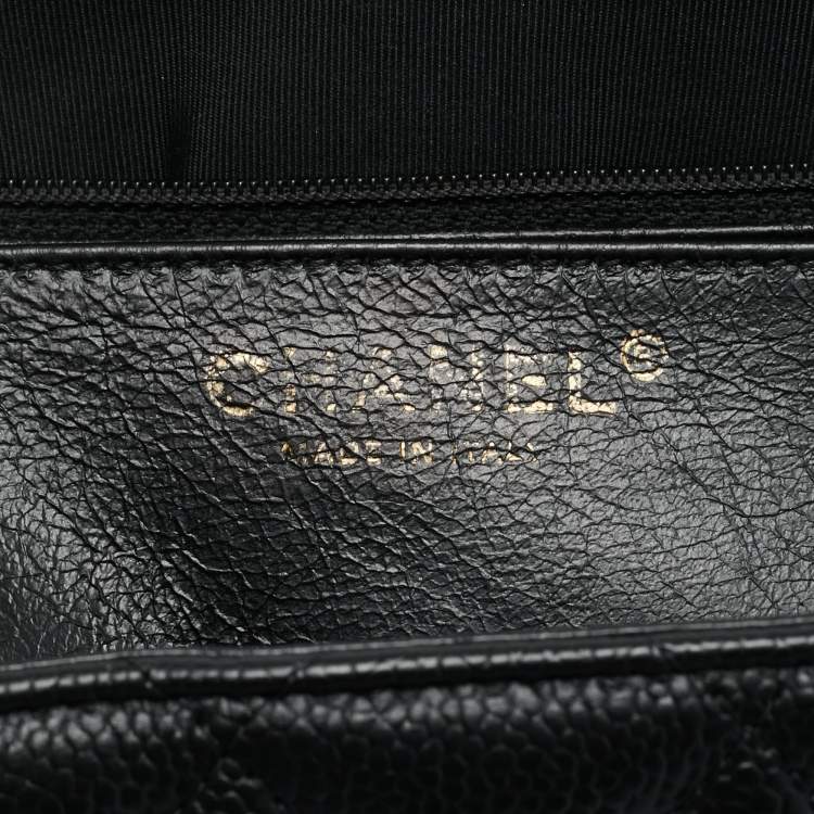 Pre Owned Chanel Black Quilted Caviar Leather Jumbo Classic Single Flap Bag