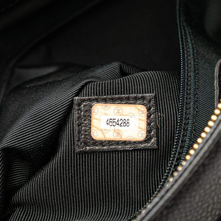 Pre Owned Chanel Black Caviar LAX Embroidered Logo Tote