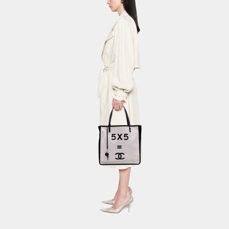 Pre Owned Chanel White Small Canvas Lets Demonstrate Tote
