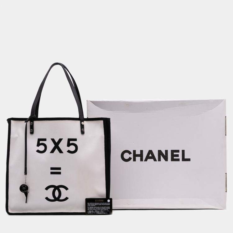 Pre Owned Chanel White Small Canvas Lets Demonstrate Tote