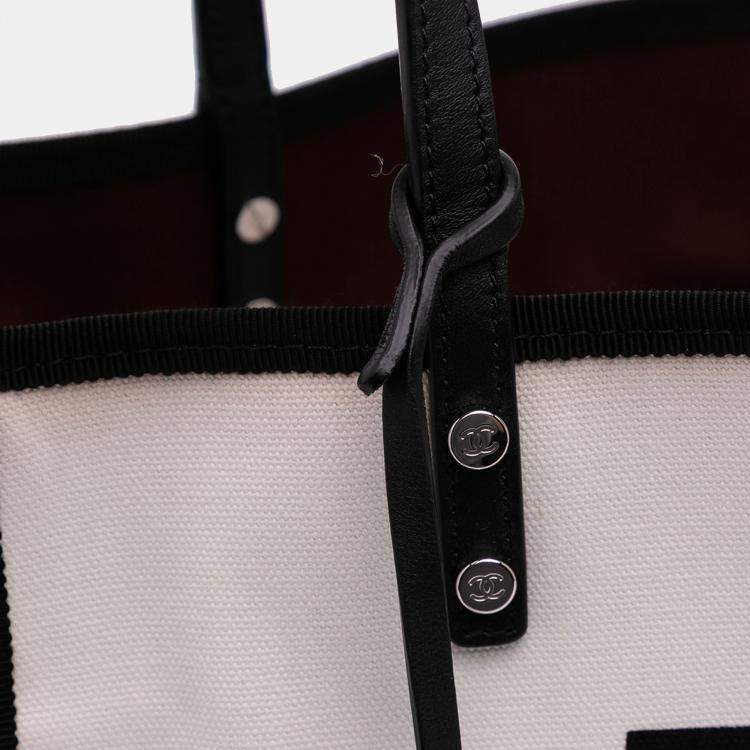 Pre Owned Chanel White Small Canvas Lets Demonstrate Tote