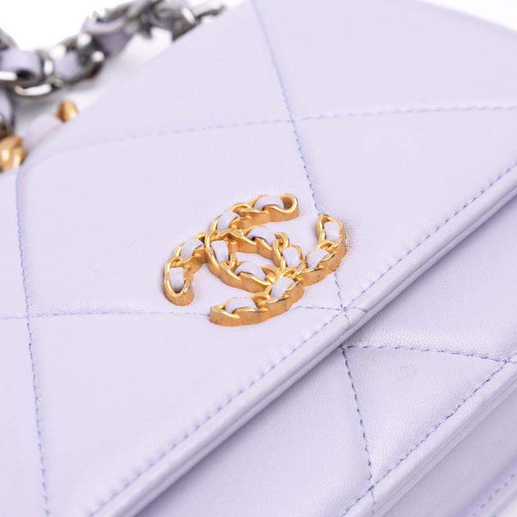 Pre Owned Chanel Purple Quilted Lambskin 19 Wallet on Chain