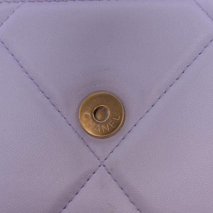 Pre Owned Chanel Purple Quilted Lambskin 19 Wallet on Chain