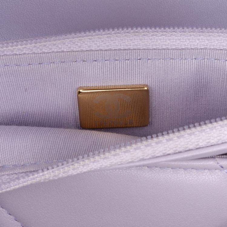 Pre Owned Chanel Purple Quilted Lambskin 19 Wallet on Chain
