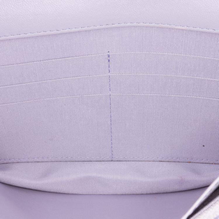 Pre Owned Chanel Purple Quilted Lambskin 19 Wallet on Chain