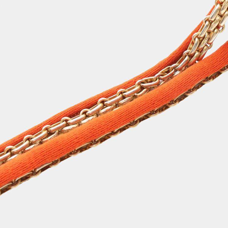 Pre Owned Chanel Orange Reissue 2.55 Quilted Jersey Coco Croc Double Flap 225