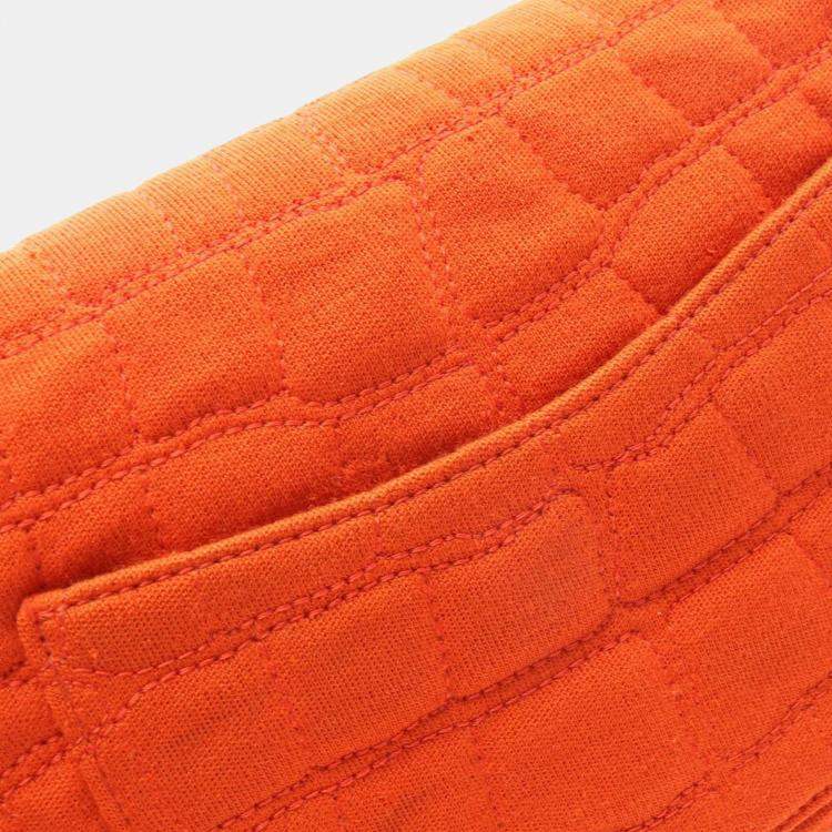 Pre Owned Chanel Orange Reissue 2.55 Quilted Jersey Coco Croc Double Flap 225