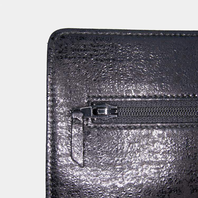 Pre Owned Chanel Black CC Quilted Crinkled Patent Wallet On Chain