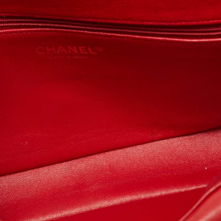 Pre Owned Chanel Red Quilted Jersey Diana Flap Bag