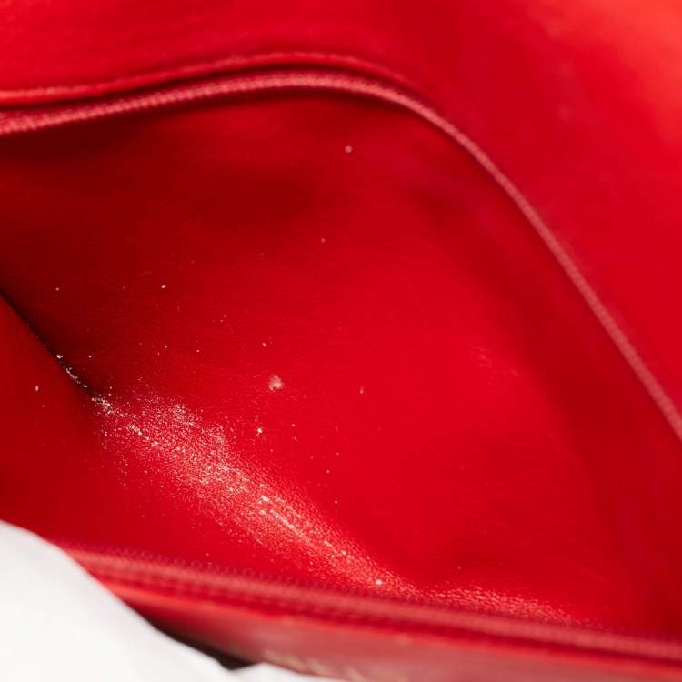 Pre Owned Chanel Red Quilted Jersey Diana Flap Bag