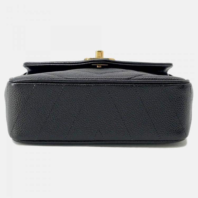 Pre Owned Chanel V Stitch Chain shoulder Bag Black Caviar Leather