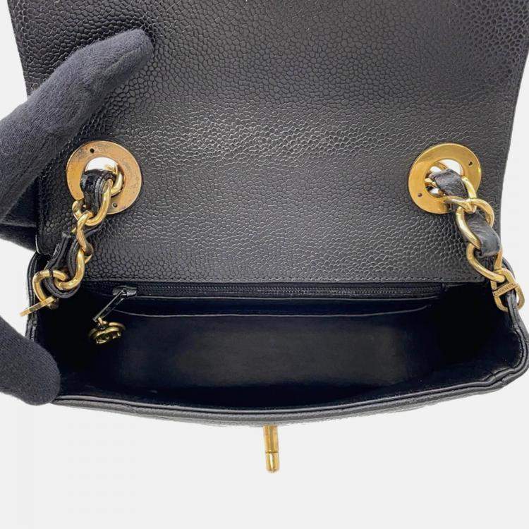 Pre Owned Chanel V Stitch Chain shoulder Bag Black Caviar Leather